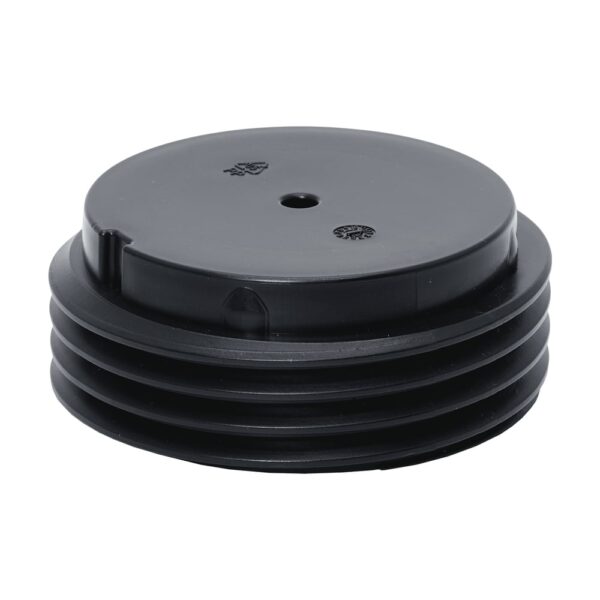 Adaptor Lifto A20 din plastic negru, un disc de 20 mm cu margine în trepte și orificiu central, văzut în perspectivă