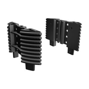 Adaptor de înălțare Top Lift +45 mm, două piese de plastic negru cu nervuri, care prelungesc piciorul reglabil