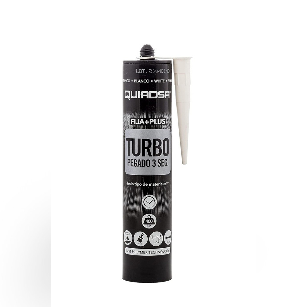Adeziv Quiadsa FIJA+PLUS Turbo, 290 ml Cartuș negru de adeziv Quiadsa FIJA+PLUS Turbo alb, 290 ml, cu duză albă
