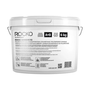Găleata albă de 6 kg cu adeziv poliuretanic bicomponent Rocko R2 (A+B), cu mâner metalic