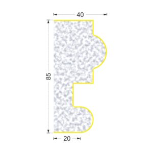Secțiunea profilului A-101 cu cote: lățime 85 mm, ieșire din perete 40 mm