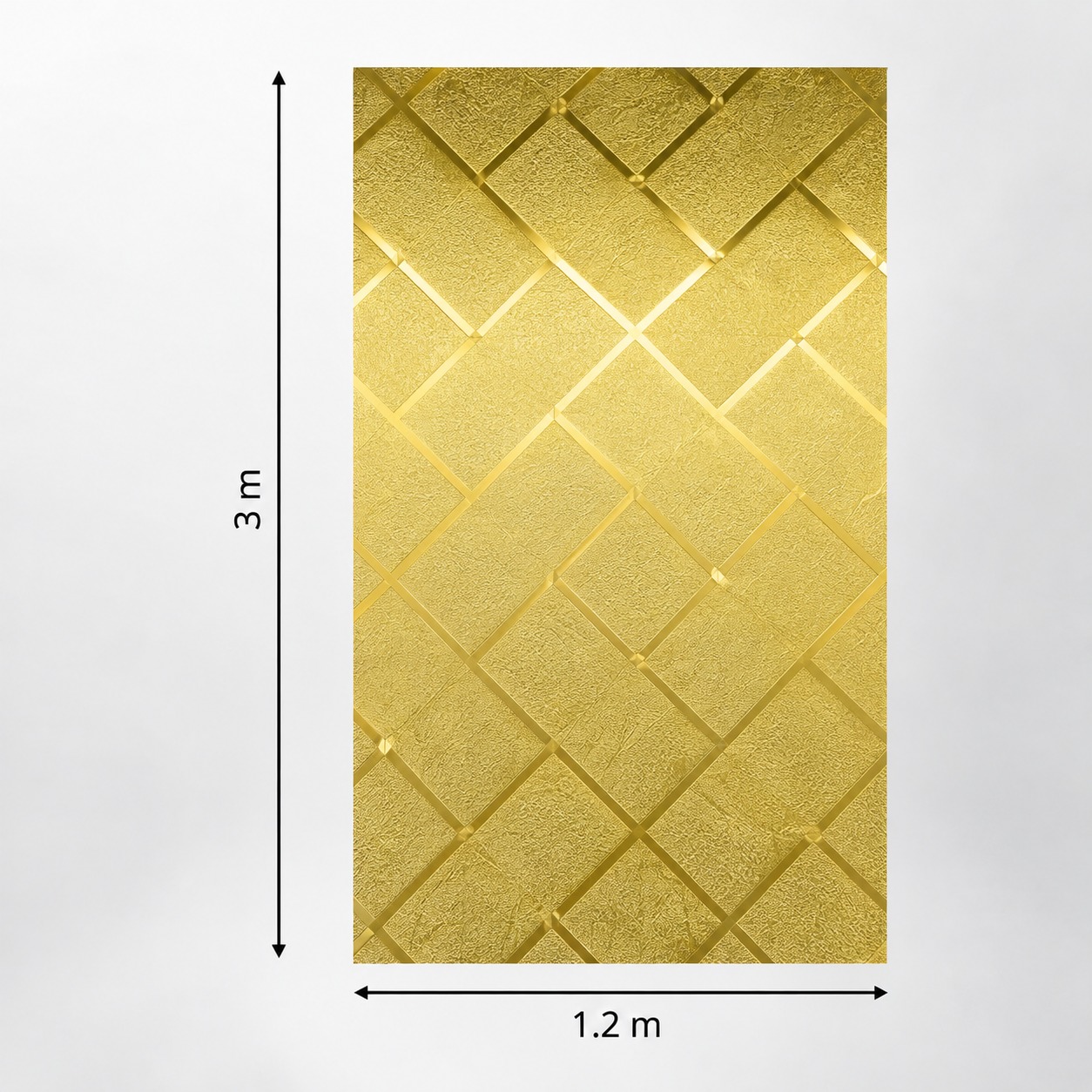 Autocolant Champagne Grid, 3 × 1,2 m Foaie de autocolant Champagne Grid LKC-04 cu grilă aurie pe diagonală, cote 3 m × 1,2 m