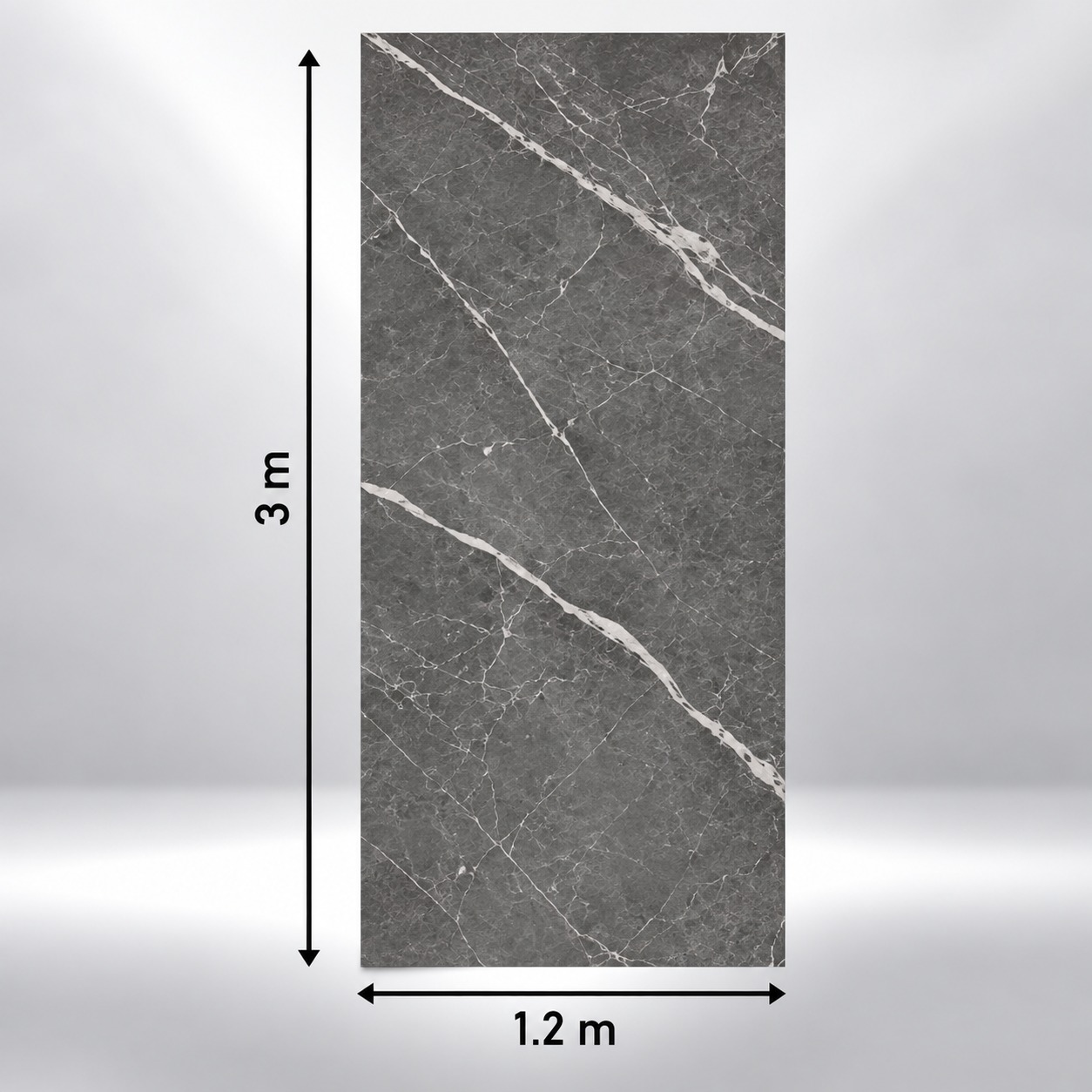 Autocolant NO:6210, cotele de 1,2 × 3 m Autocolant NO:6210 cu aspect de marmură gri închis și nervuri albe, cu cotele de 1,2 × 3 m