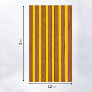 Foaie de autocolant RSA04 cu aspect de lemn de nuc și dungi verticale aurii, cu cotele de 1,2 × 3 m