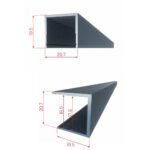 Profil de închidere în formă de U din aluminiu, cu cotele de 19,5 și 20,7 mm
