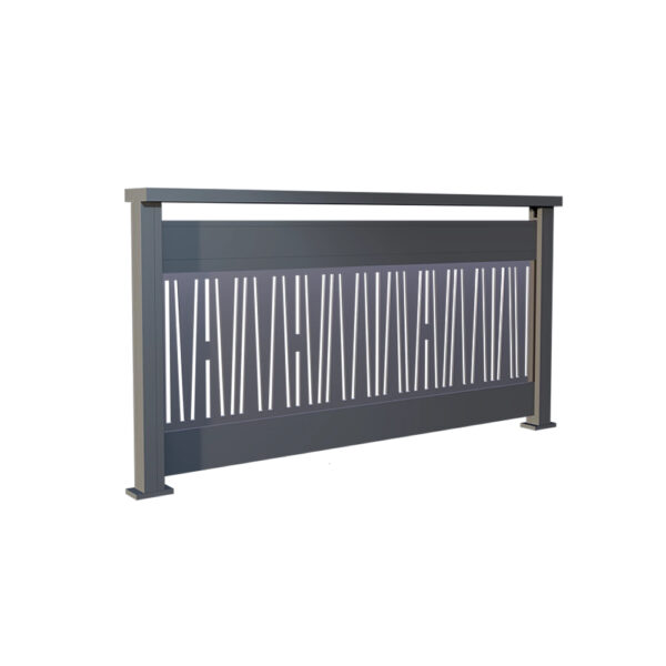 Panou de balustradă Poseidon gri antracit cu desen de linii verticale tăiat cu laser