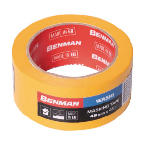 Rolă portocalie de bandă de mascare Benman Washi, cu eticheta de 48 mm × 45 m