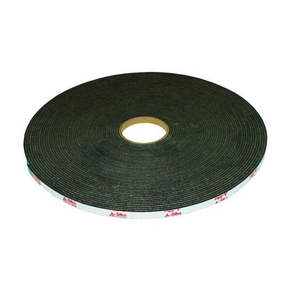 Rolă de bandă dublu adezivă SikaTack Panel Fixing Tape, neagră, cu folie protectoare albă inscripționată