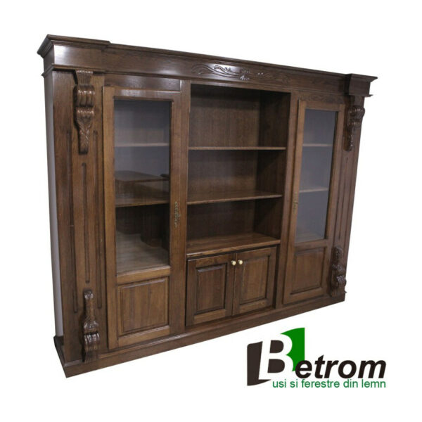 Bibliotecă de birou din stejar masiv MO03