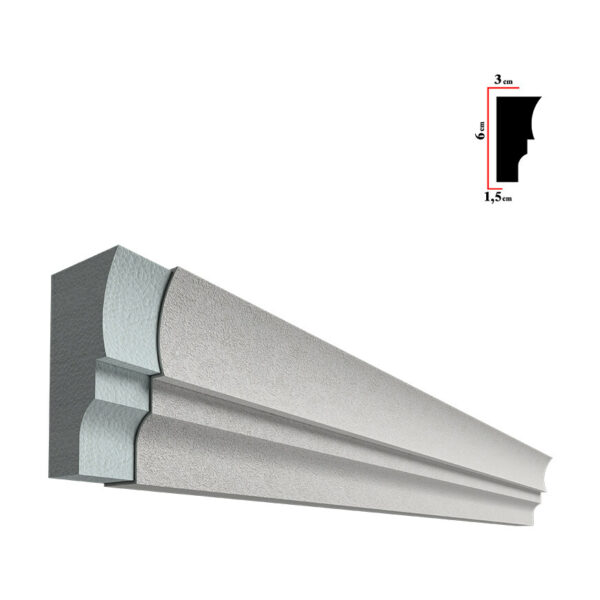 Brâu decorativ exterior BEB-014, 200x6x3 cm