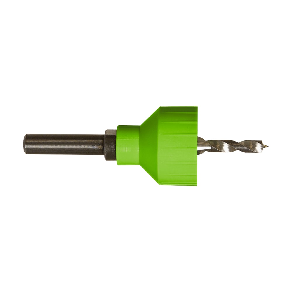 Burghiu cu zencuitor de 4,7 mm pentru pregăurirea plăcilor de terasă, cu manșon verde și tijă cilindrică neagră Burghiu cu zencuitor de 4,7 mm pentru pregăurirea plăcilor de terasă, cu manșon verde și tijă cilindrică neagră