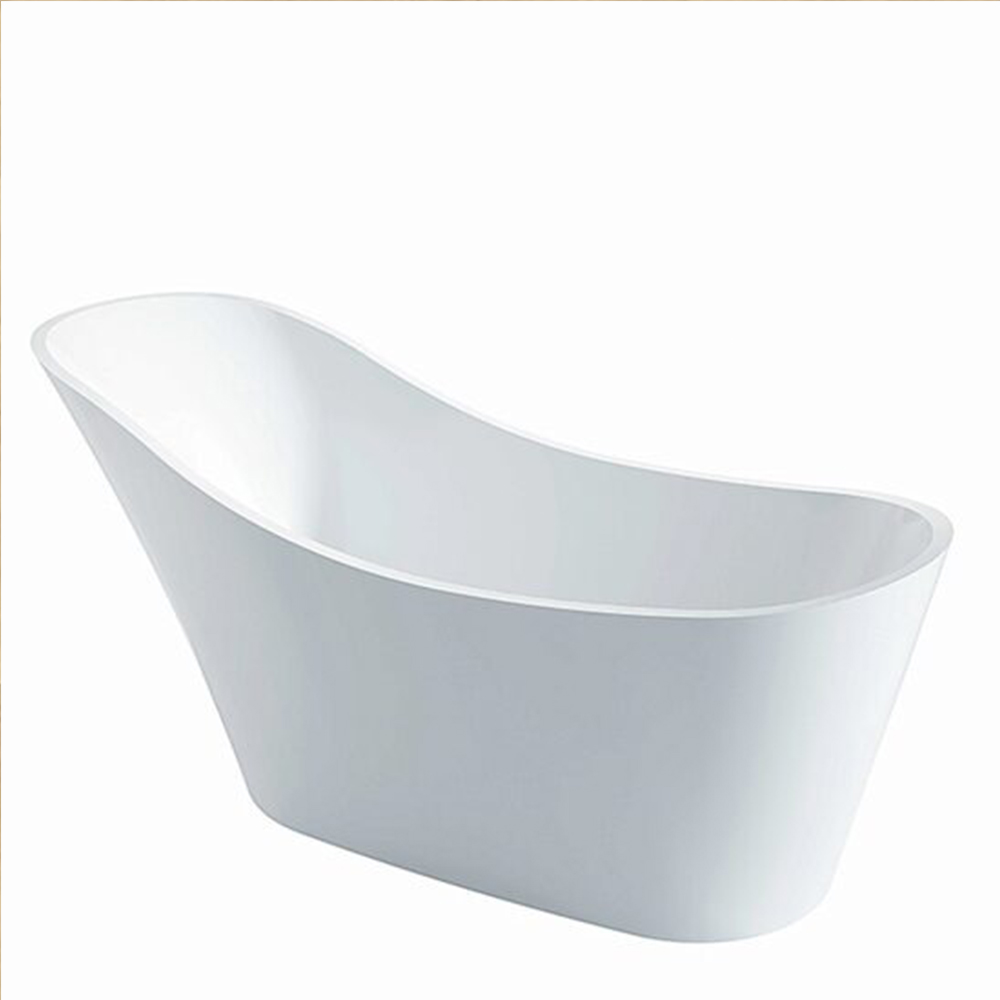 Cadă freestanding 5005 cu spătar înalt Cadă freestanding 5005 din acril alb lucios, ovală, cu un capăt înălțat ca spătar, pe fundal alb