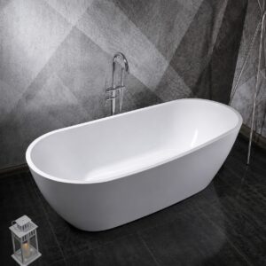 Cadă freestanding 9008 ovală, albă lucioasă, vedere de sus a interiorului