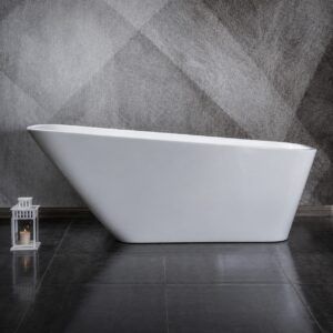 Cadă 9013 din acril alb, vedere laterală, cu marginea urcând spre capătul înalt