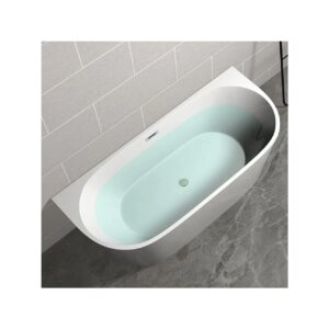 Cadă 9019 din acril alb plină cu apă, vedere de sus, cu latura dreaptă lângă perete