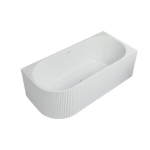 Cadă freestanding de colț 9019BT din acril alb, cu exteriorul riflat, vedere de sus