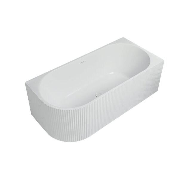 Cadă freestanding de colț 9019BT din acril alb, cu exteriorul riflat, vedere de sus