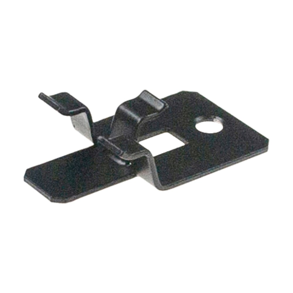 Clip Gardin Natur din metal negru, cu aripi îndoite pe o latură, fantă dreptunghiulară și orificiu rotund Clip Gardin Natur din metal negru, cu aripi îndoite pe o latură, fantă dreptunghiulară și orificiu rotund