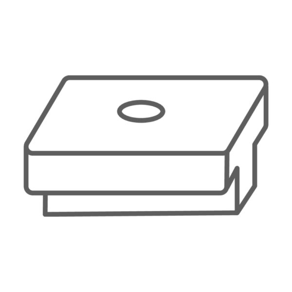 Fragment din desenul tehnic al clipului Wing UPM ProFi pentru Piazza One, cu orificiul pentru șurub și contururile