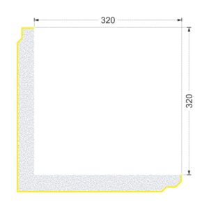 Secțiunea colțarului K-726 cu cote: două aripi de 320 mm