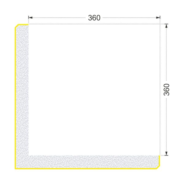 Secțiunea colțarului K-728 cu cote: două aripi de 360 mm