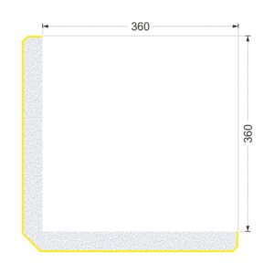 Secțiunea colțarului K-729 cu cote: două aripi de 360 mm