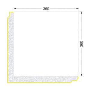 Secțiunea colțarului K-733 cu cote: două aripi de 360 mm