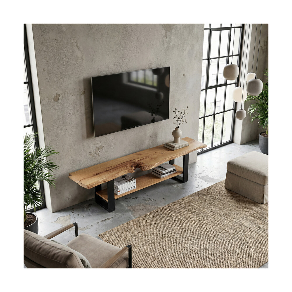Comodă joasă living Stejar Urban din lemn masiv de stejar picioare metalice Comodă joasă living Stejar Urban din lemn masiv de stejar picioare metalice