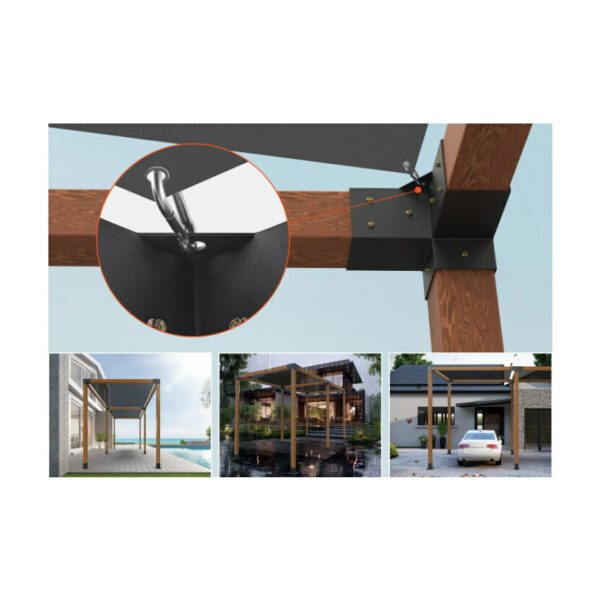Conector metalic colț drept pentru grinzi de lemn 100 × 100 mm, cu prindere pentru prelată — imaginea 2