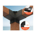 Conector metalic colț drept pentru grinzi de lemn 100 × 100 mm, cu prindere pentru prelată — imaginea 3