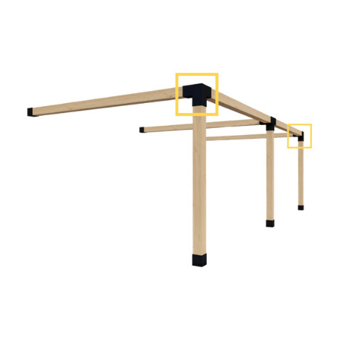 Conector metalic colț drept pentru grinzi de lemn 100 × 100 mm, cu prindere pentru prelată