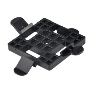 Conector Relo KV 56 din plastic negru, cu placă nervurată pătrată și clapete de prindere pe laturi