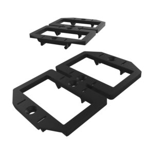 Conectori Top Link S din plastic negru, cu ramă dublă dreptunghiulară și orificii pentru șuruburi, în două piese
