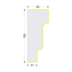 Secțiunea profilului A-303 cu cote: lățime 160 mm, ieșire din perete 65 mm