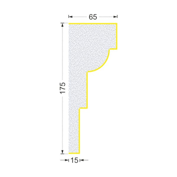 Secțiunea profilului A-306 cu cote: lățime 175 mm, ieșire din perete 65 mm