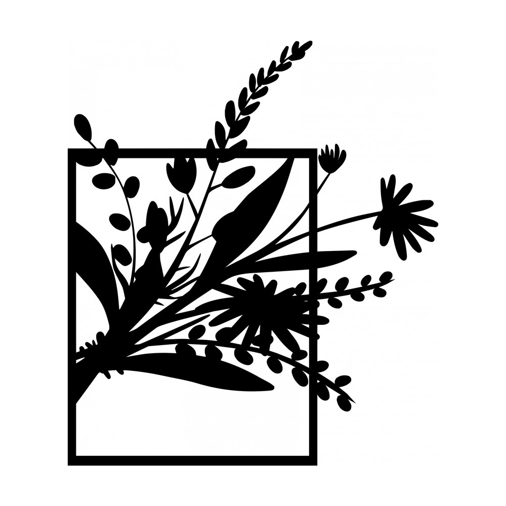 Decor de perete din metal Panou floral Flower4, 50 × 70 cm, negru Decor de perete din metal Panou floral Flower4, 50 × 70 cm, negru