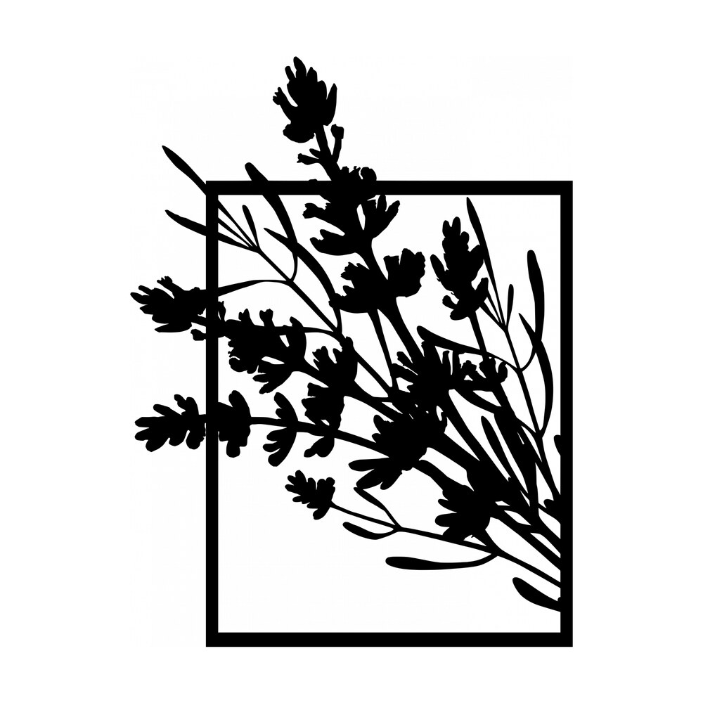 Decor de perete din metal Panou floral Flower6, 50 × 70 cm, negru Decor de perete din metal Panou floral Flower6, 50 × 70 cm, negru