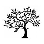 Decor de perete din metal Pomul vieții Tree2, rotund, 50 cm, negru