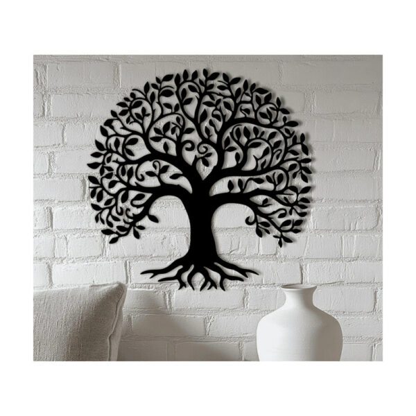 Decor de perete din metal Pomul vieții Tree3, rotund, 50 cm, negru