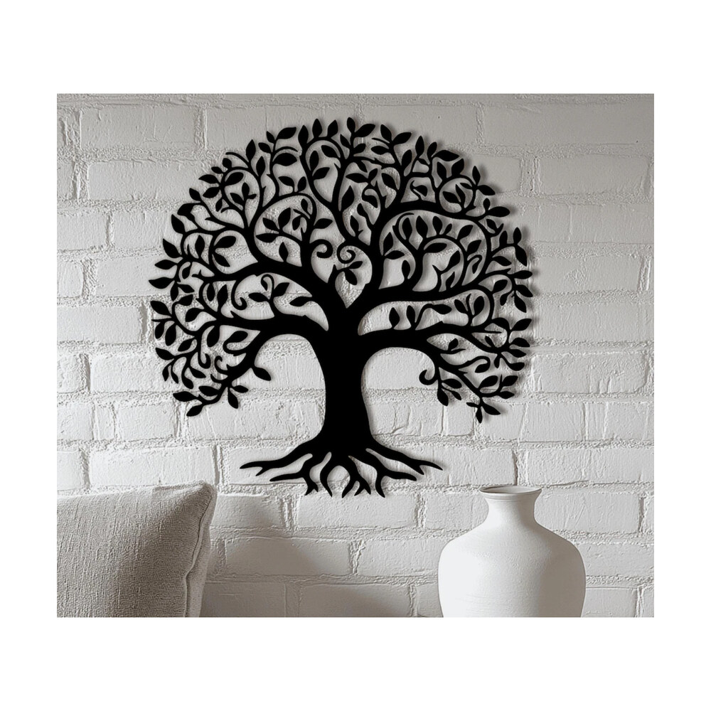 Decor de perete din metal Pomul vieții Tree3, rotund, 50 cm, negru Decor de perete din metal Pomul vieții Tree3, rotund, 50 cm, negru