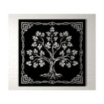 Decor de perete din metal Pomul vieții Tree5, 50 × 50 cm, negru