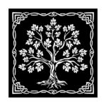 Decor de perete din metal Pomul vieții Tree5, 50 × 50 cm, negru — imaginea 2