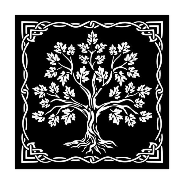 Decor de perete din metal Pomul vieții Tree5, 50 × 50 cm, negru — imaginea 2