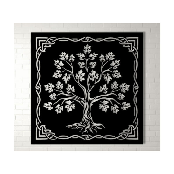 Decor de perete din metal Pomul vieții Tree5, 50 × 50 cm, negru