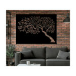Decor de perete din metal Pomul vieții Tree6, 80 × 50 cm, negru