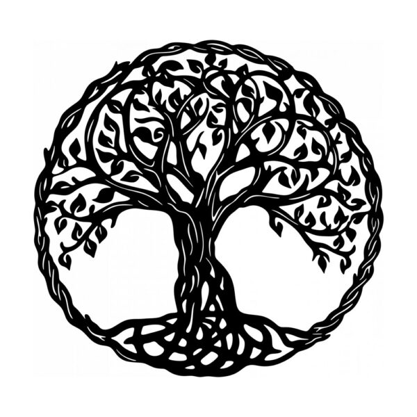 Decor de perete din metal Pomul vieții Tree7, rotund, 50 cm, negru — imaginea 2