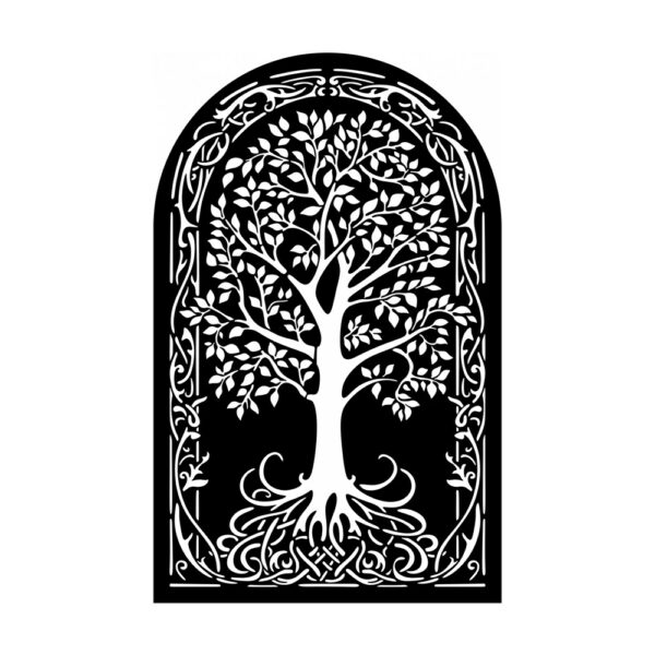 Decor de perete din metal Pomul vieții Tree8, 60 × 40 cm, negru — imaginea 2