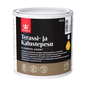 Cutie de 0,5 l de detergent Tehopesu (Tikkurila Terassi- ja Kalustepesu) pentru curățarea teraselor din lemn