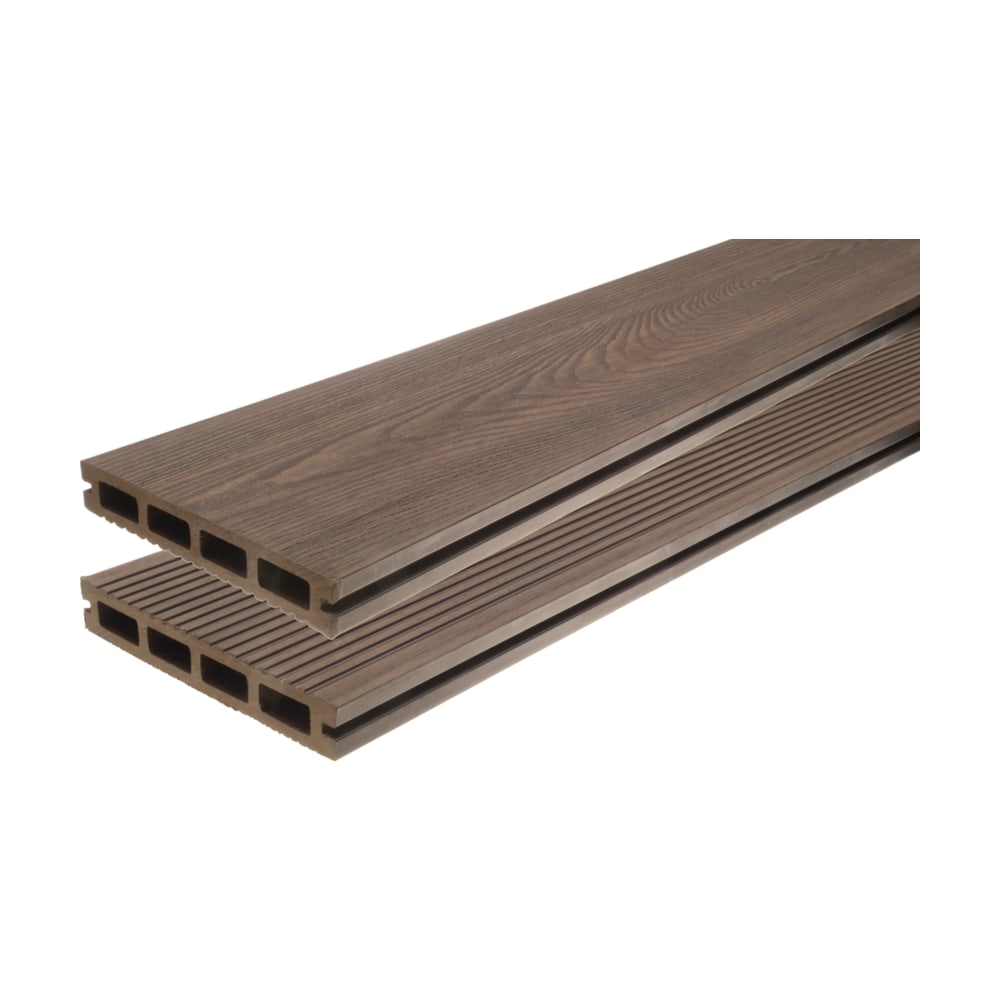 Două plăci Gardin Natur Walnut C71 cu camere goale, una pe fața cu desen de lemn și una pe fața riflată, în nuanță de nuc Două plăci Gardin Natur Walnut C71 cu camere goale, una pe fața cu desen de lemn și una pe fața riflată, în nuanță de nuc