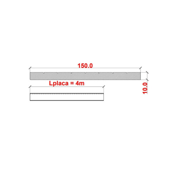 Desen tehnic fâșie de terminație WPC: lățime 150 mm, grosime 10 mm, lungime 4 m